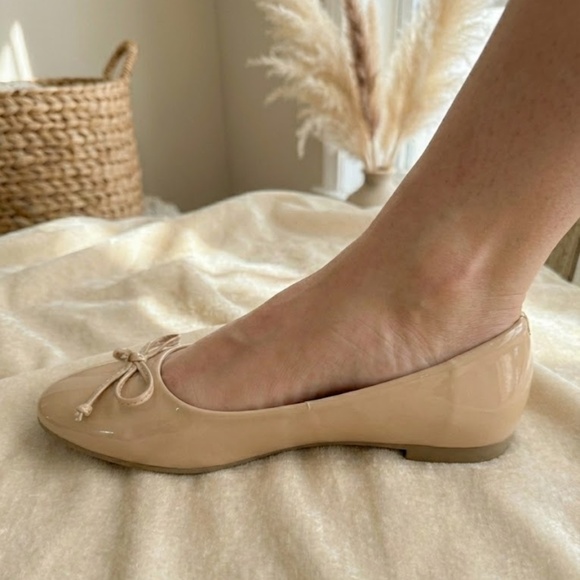 Pazzle Nude Patent Ballet Flats with Bow Slip On - Picture 2 of 5
